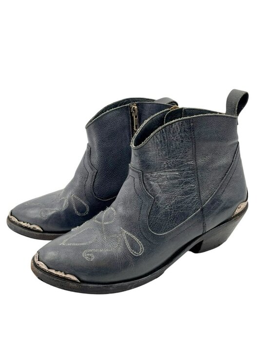 Spell Shoes - SPELL  & THE GYPSY Women's Gray Silver Stud Toe Cowboy Side Zip Booties 39